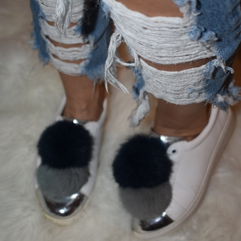 Pom Pom slip on sneakers/ shoes